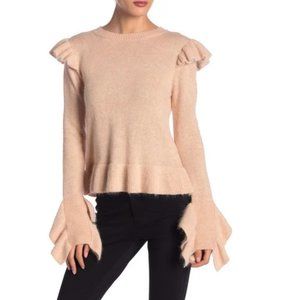 Endless Rose Tan Ruffle Detailed Angora Sweater